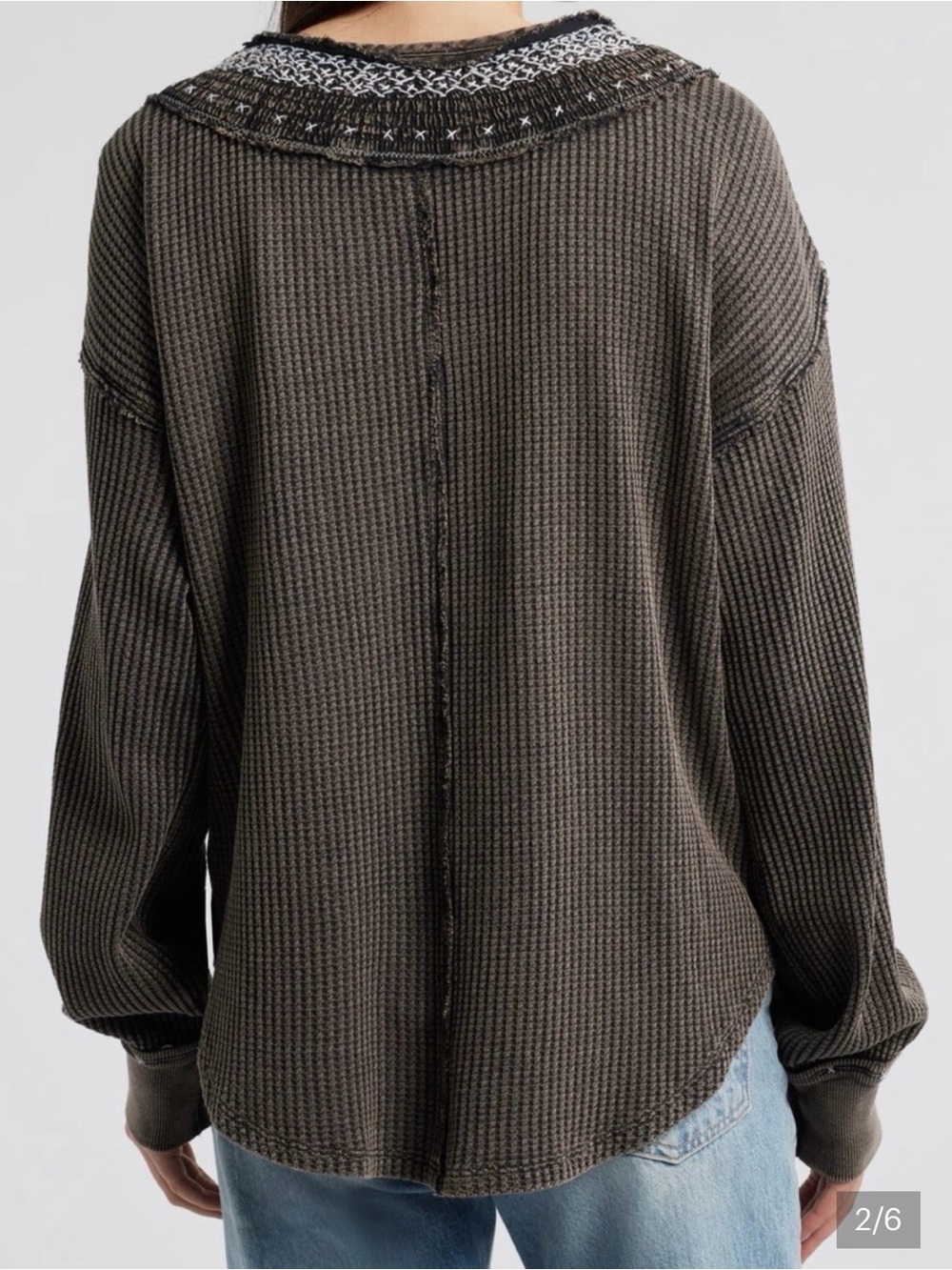 Free People Embroidered Collar thermal top NWT - Picture 5 of 8